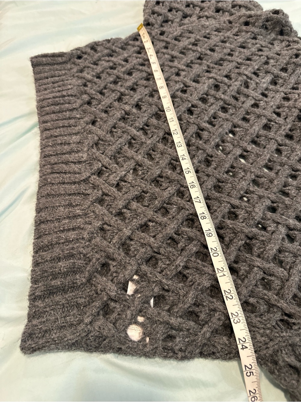 J Crew Chunky Open Knit Cross-cable Sz: M Dark Gray mockneck wool blend sweater. - Picture 3 of 13